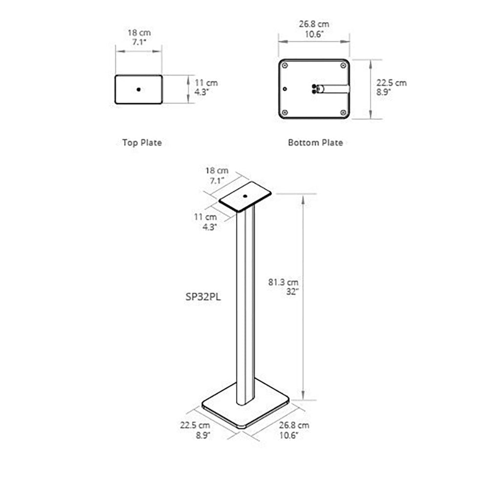 Kanto: SP32PLW Speaker Stands for YU4 / YU6 / TUK (32" Height / White / Pair)